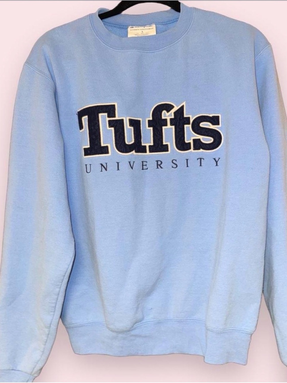 Champion Light Blue Crewneck with Navy Tufts Appliqué